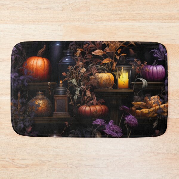 Item preview, Dark Botanical Witch Shelf With Pumpkin Art Spooky Print designed and sold by FoxTreeDesign.