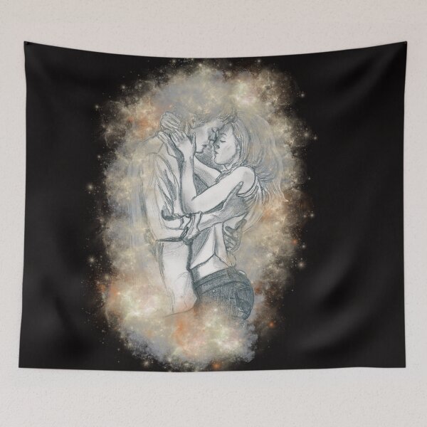 Item preview, "All That's Swallowed by Stars" A warm embrace, Pencil Sketch and Graphic Design designed and sold by Lunardreams54.