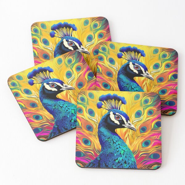 Item preview, Peacock portrait with feathers pop art style  designed and sold by Actualytee.