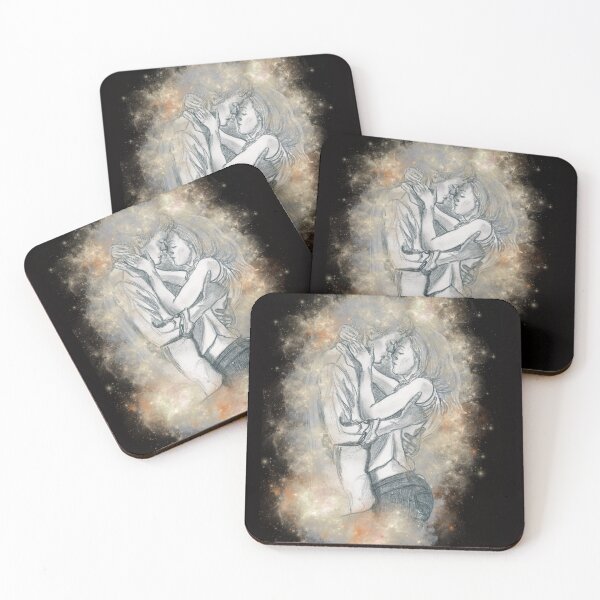 Item preview, "All That's Swallowed by Stars" A warm embrace, Pencil Sketch and Graphic Design designed and sold by Lunardreams54.