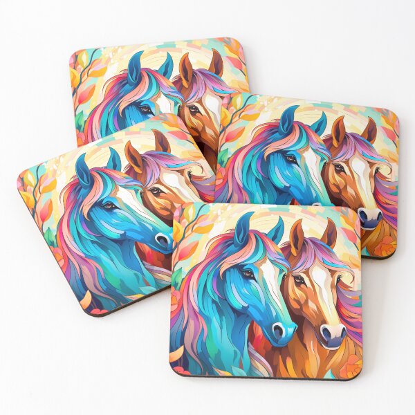 Item preview, Watercolor painted colorful horses print designed and sold by PaperieJennifer.