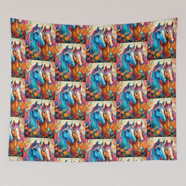 Item preview, Watercolor painted colorful horses print designed and sold by PaperieJennifer.