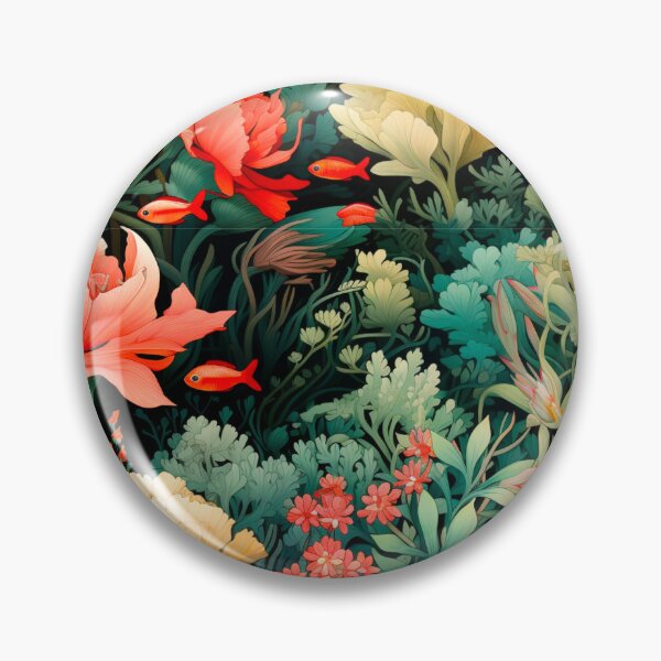 Item preview, Undersea Coral Fish Ocean Dark Garden Pastel Print  designed and sold by FoxTreeDesign.