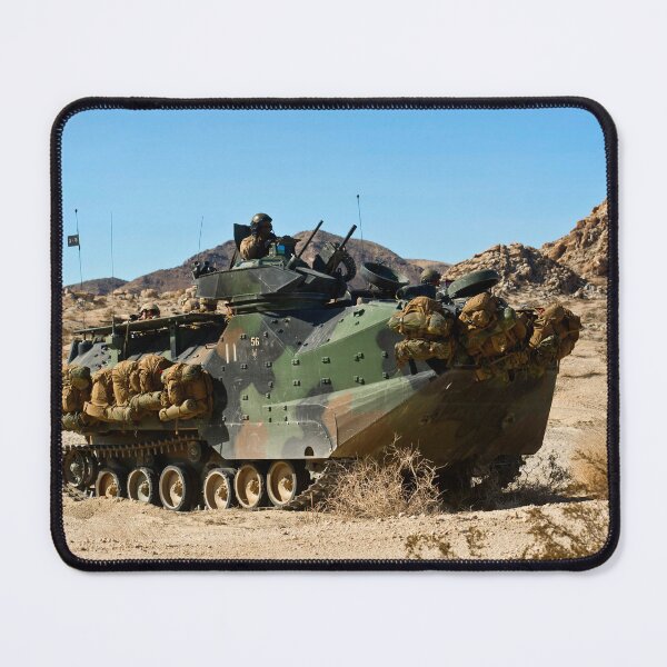 Item preview, STK109658M-U.S. Marines maneuver towards their objective in an Armored Amphibious Vehicle. designed and sold by StocktrekImages.