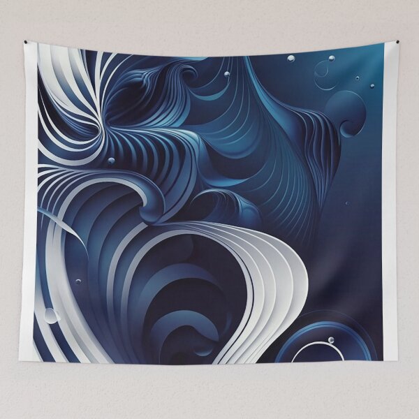 Item preview, Oceanic Harmony: Wavy Lines & Circles in Deep Blue - Radiant Digital Art designed and sold by PaintbrushPlace.