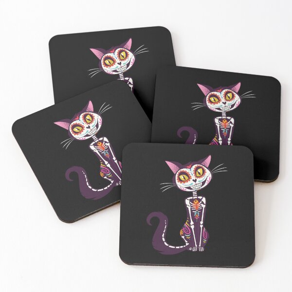 Item preview, Sugar skulls day of the dead Cat designed and sold by PugD.
