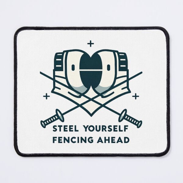 Item preview,  “steel yourself, fencing ahead”, fencing slogan designed and sold by VoilaPrint.