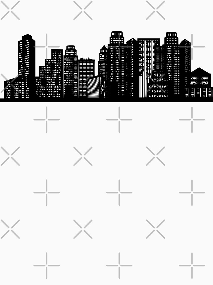 New York City Skyline and Text Black and White Illustration T-Shirt