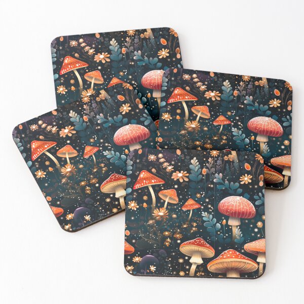 Item preview, ToadStools In The Night Lights Floral Print designed and sold by FoxTreeDesign.