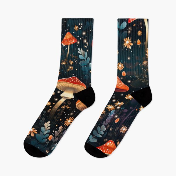 Item preview, ToadStools In The Night Lights Floral Print designed and sold by FoxTreeDesign.