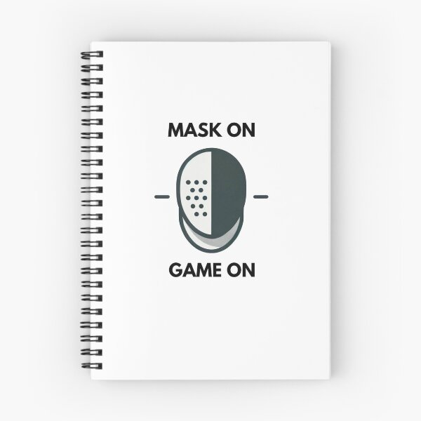 Item preview, “Mask on, game on”, large fencing slogan designed and sold by VoilaPrint.