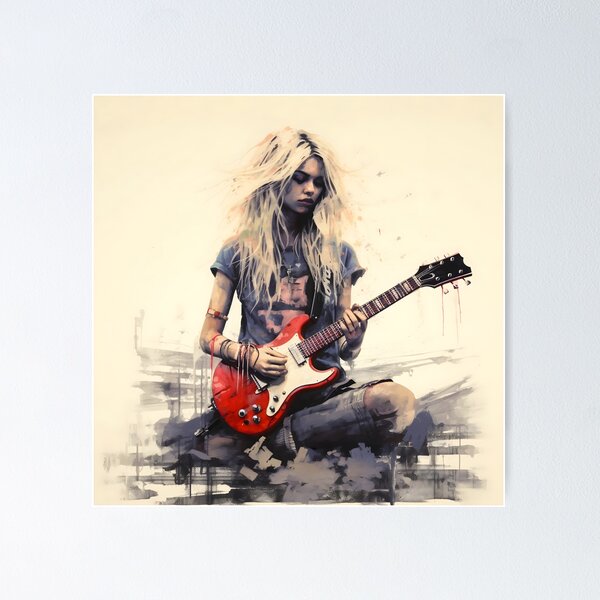 Item preview, Female Grunge Rocker Playing Guitar designed and sold by dcrc.