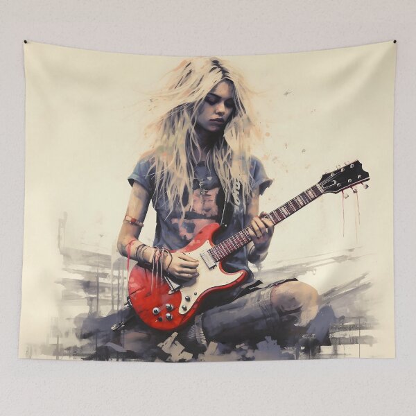 Item preview, Female Grunge Rocker Playing Guitar designed and sold by dcrc.