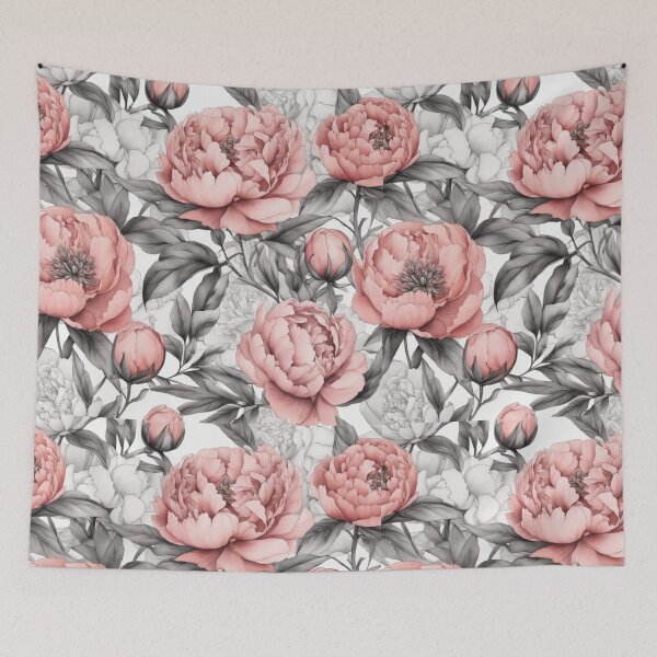 Item preview, Peony Garden, pastel pink, gray, calm, minimalism. designed and sold by My-fake-places.