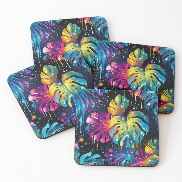 Item preview, Rainbow monstera pattern designed and sold by BloodRubyz.