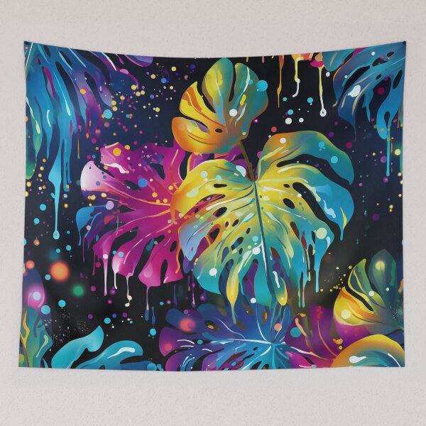 Item preview, Rainbow monstera pattern designed and sold by BloodRubyz.