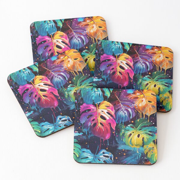 Item preview, Rainbow monstera pattern designed and sold by BloodRubyz.