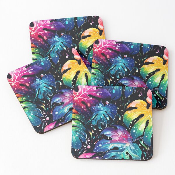 Item preview, Rainbow monstera pattern designed and sold by BloodRubyz.