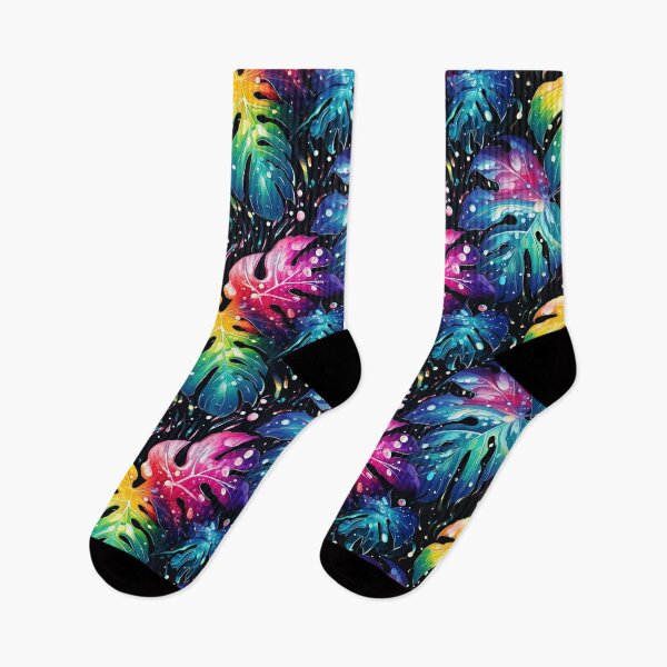 Item preview, Rainbow monstera pattern designed and sold by BloodRubyz.