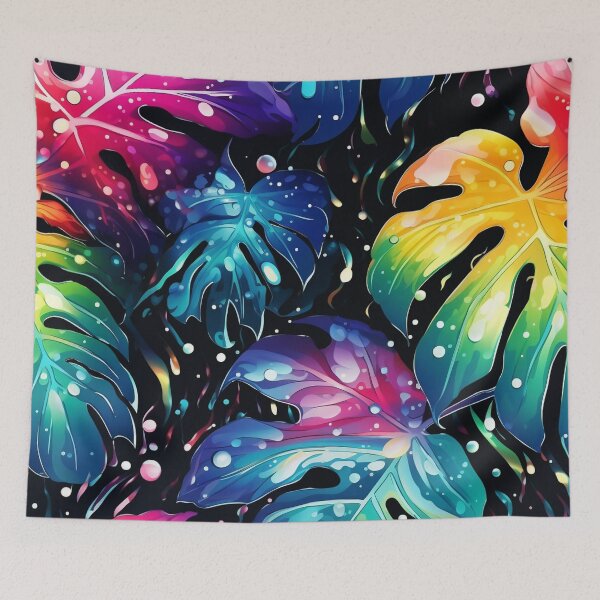Item preview, Rainbow monstera pattern designed and sold by BloodRubyz.