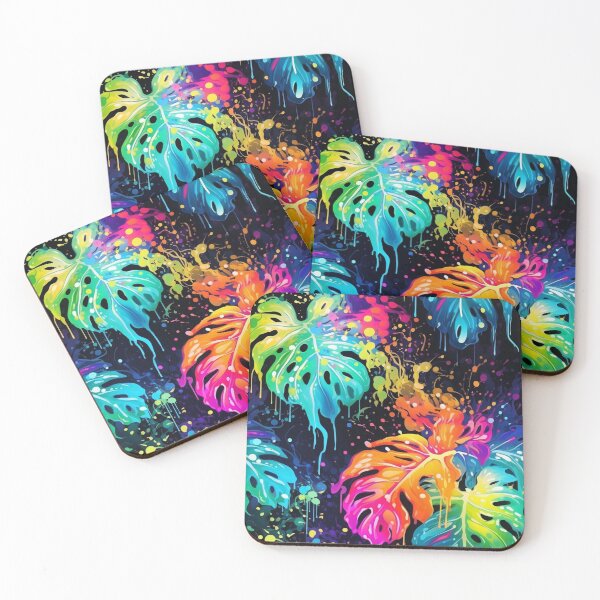 Item preview, Rainbow monstera pattern designed and sold by BloodRubyz.