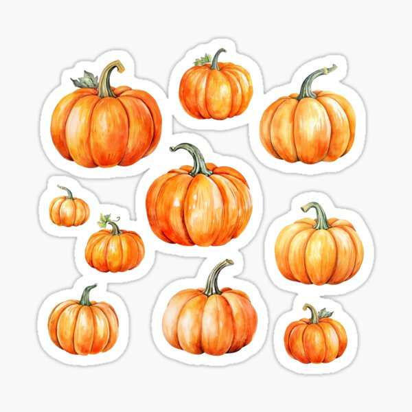 Item preview, lots of orange pumpkins, watercolor design designed and sold by in-leggings.