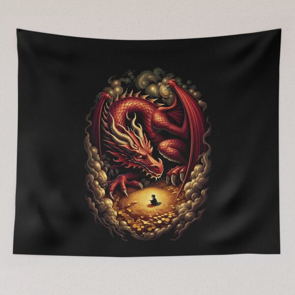 Item preview, Red Dragon and the Curious Adventurer - Fantasy designed and sold by Fenay Designs.