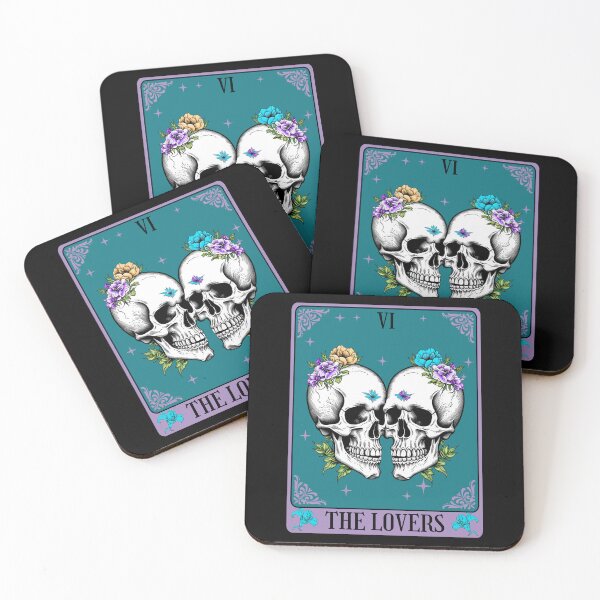 Item preview, The Lovers Tarot card Skulls designed and sold by All Year Round.
