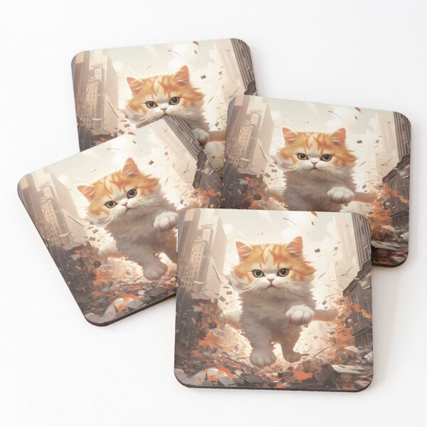 Item preview, a orange and white kitten as a giant causing destruction in a city designed and sold by Kirollos9.
