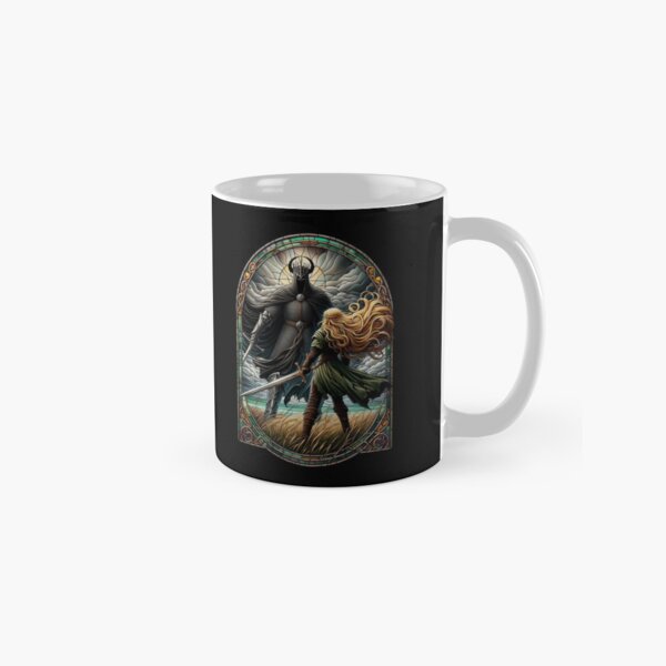 Item preview, Epic Duel in Stained Glass - A Fierce Maiden and a Dark Wraith - Fantasy designed and sold by Fenay Designs.