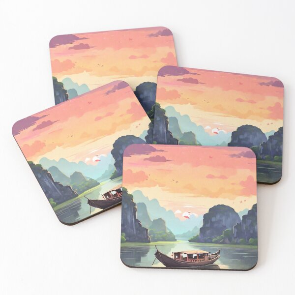 Item preview, Boat on the river at sunset designed and sold by m-y-A-I-A-R-T-.