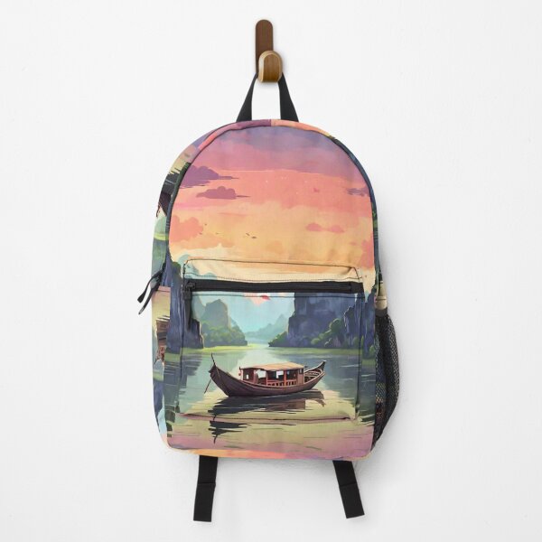 Item preview, Boat on the river at sunset designed and sold by M-Y-A-R-T-.