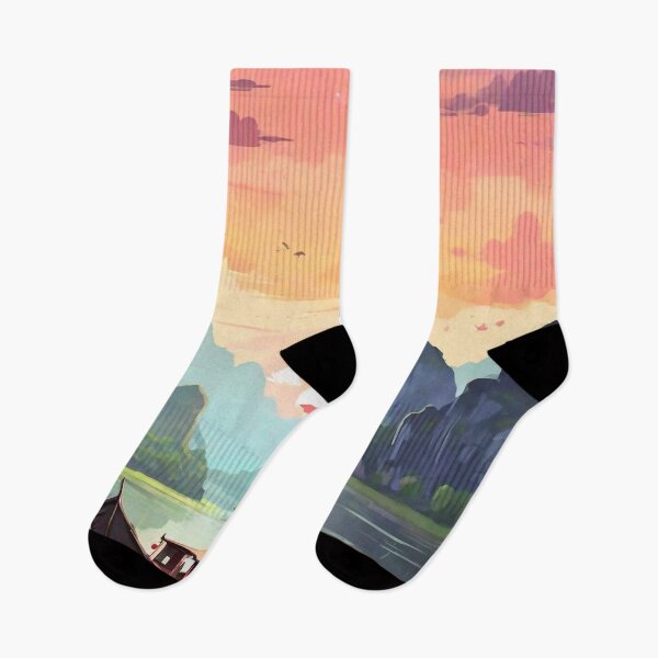 Item preview, Boat on the river at sunset designed and sold by M-Y-A-R-T-.