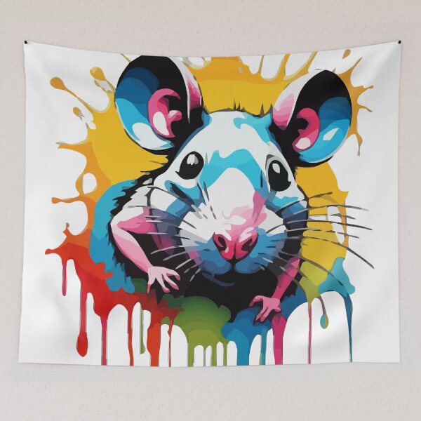 Item preview, A Vibrant Rat: Colorful Paint-Dripping Digital Art Masterpiece designed and sold by javaoverride.