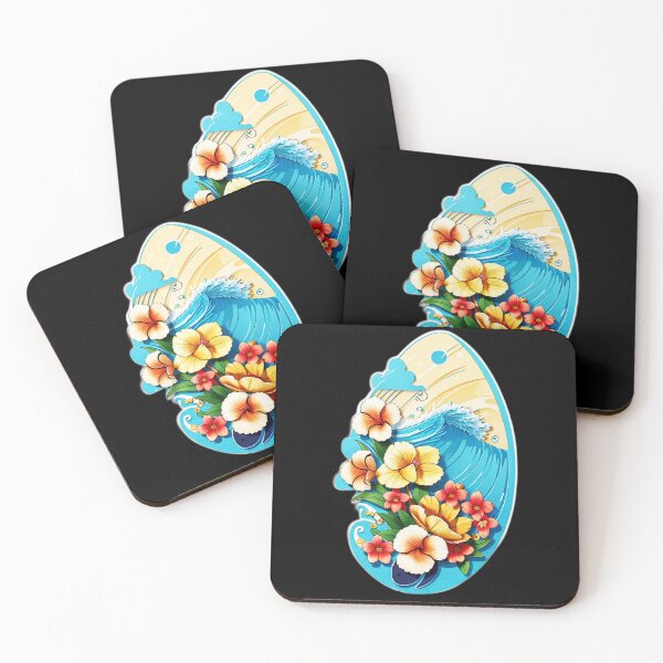 Item preview, Catch a Wave Tropical Surfboard with Hawaiian Orchid Flowers designed and sold by NautiChic.