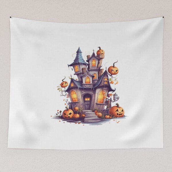 Item preview, Haunted House with Pumpkin Halloween Cute Cartoon (Image 11/19) designed and sold by DigitalArtify.