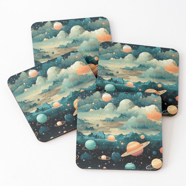 Item preview, Cosmic Planets Landscape: Orange & Cyan Skies designed and sold by YYWDesigns.