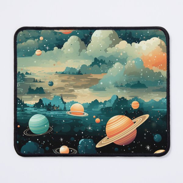 Item preview, Cosmic Planets Landscape: Orange & Cyan Skies designed and sold by YYWDesigns.