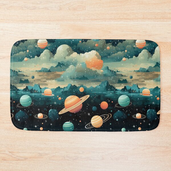 Item preview, Cosmic Planets Landscape: Orange & Cyan Skies designed and sold by YYWDesigns.