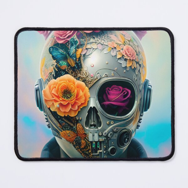 Item preview, Nature.exe #0910 Psychedelic Floral Robot Skull designed and sold by GrumpyMrGrouper.