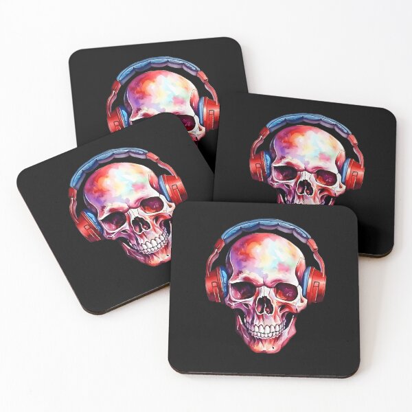Item preview, colorful skull in headphones, music lover designed and sold by in-leggings.