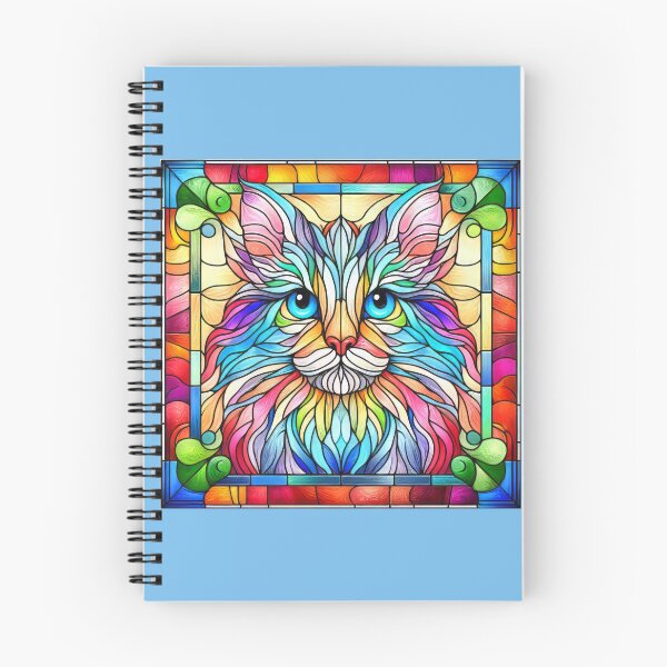 Item preview, Rainbow Cat Portrait Stained Glass design designed and sold by CattyCornerPOD.