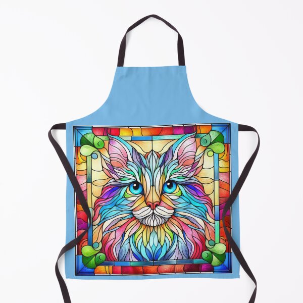 Item preview, Rainbow Cat Portrait Stained Glass design designed and sold by CattyCornerPOD.