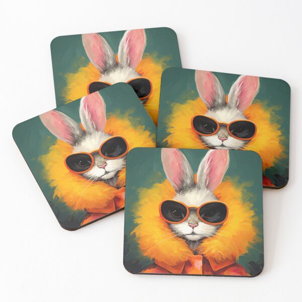 Item preview, Hipster Rabbit with Orange Fur Coat and Sunglasses Fashion Art Print designed and sold by GulDesignCo.