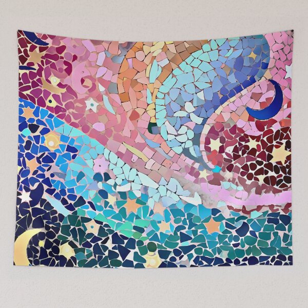 Aperçu de l'œuvre Art inspiré de la mosaïque de Barcelone de Gaudi | art de la mosaïque inspiré de Barselona Un parc Gaudi Palais GuellGaudi Barcelone Art de la mosaïque | art de la mosaïque inspiré de Barselona Un palais Gaudi Park Guell créée et vendue par LolioGifts.