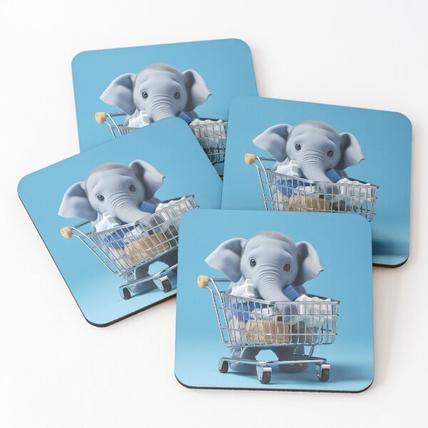 Item preview, a small elephant sitting in blue shopping cart designed and sold by Elephant-Shop.