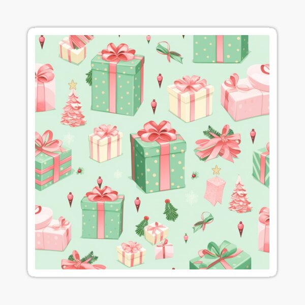 Kawaii Pastel Christmas Gift Wrapping Paper, Cute Christmas Gift Wrap Paper