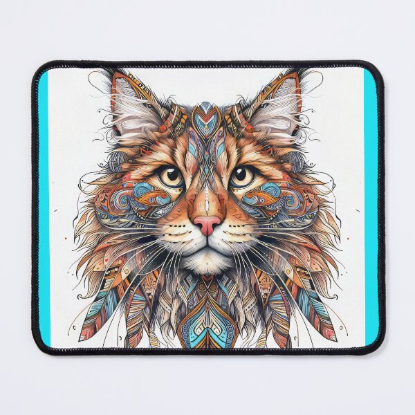 Item preview, Maine Coon cat portrait Southwest Style designed and sold by CattyCornerPOD.