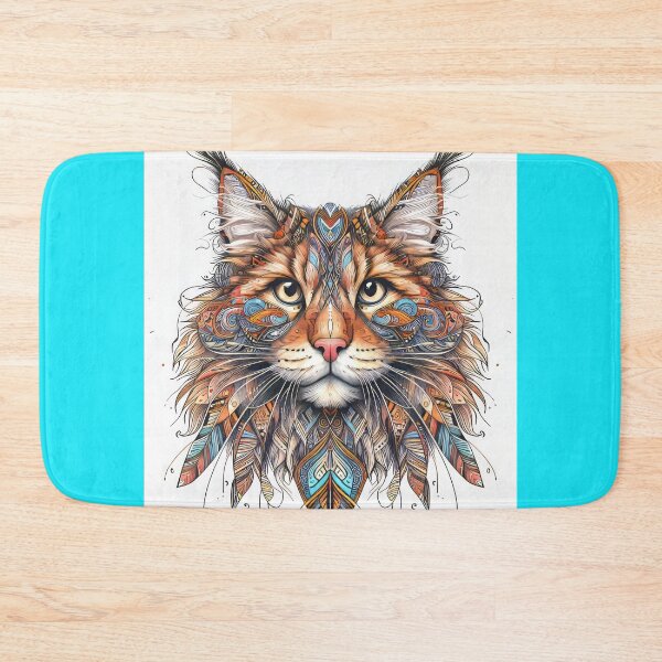 Item preview, Maine Coon cat portrait Southwest Style designed and sold by CattyCornerPOD.