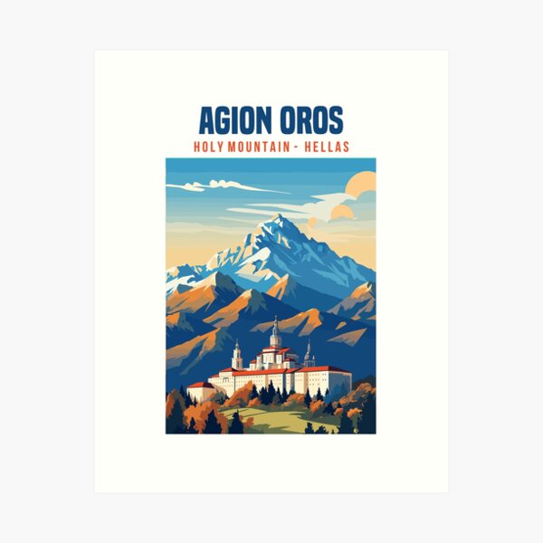 Item preview, Agion Oros, Mount Athos, Greece travel poster designed and sold by Travel-Graphix.